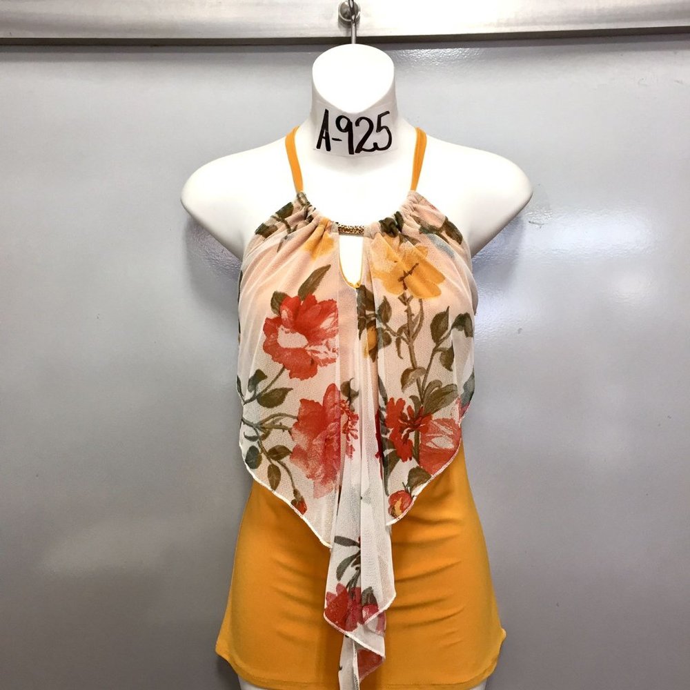 Beautiful Sext Top Blouse Yellow Floral